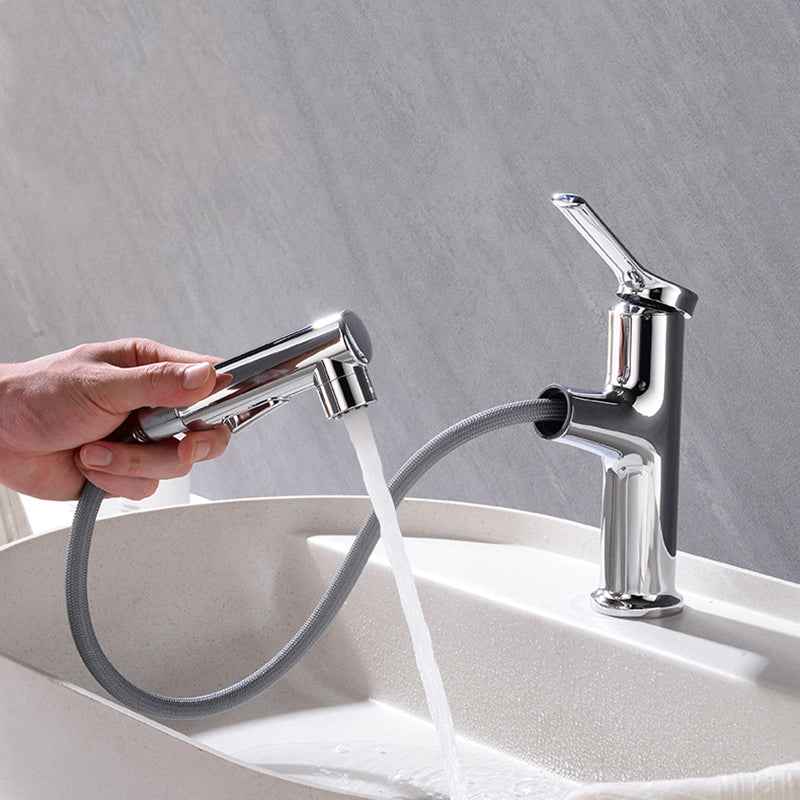 Circular Contemporary Bathroom Faucet Lever Handle Faucet with Single Hole Clearhalo 'Bathroom Remodel & Bathroom Fixtures' 'Bathroom Sink Faucets' 'Bathroom Sinks & Faucet Components' 'bathroom_sink_faucets' 'Home Improvement' 'home_improvement' 'home_improvement_bathroom_sink_faucets' 6559873