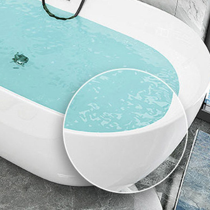 Soaking Freestanding Tub with Overflow Trim White Acrylic Oval Bathtub Clearhalo 'Bathroom Remodel & Bathroom Fixtures' 'Bathtubs' 'Home Improvement' 'home_improvement' 'home_improvement_bathtubs' 'Showers & Bathtubs' 6563226