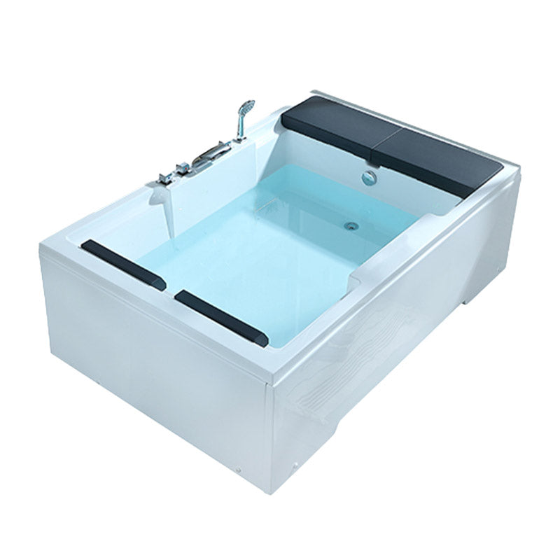 Modern Style Acrylic Rectangular Bath Tub White Tub with Internal Drain Tub Only Tub with Silver 5-Piece Set Clearhalo 'Bathroom Remodel & Bathroom Fixtures' 'Bathtubs' 'Home Improvement' 'home_improvement' 'home_improvement_bathtubs' 'Showers & Bathtubs' 6563298