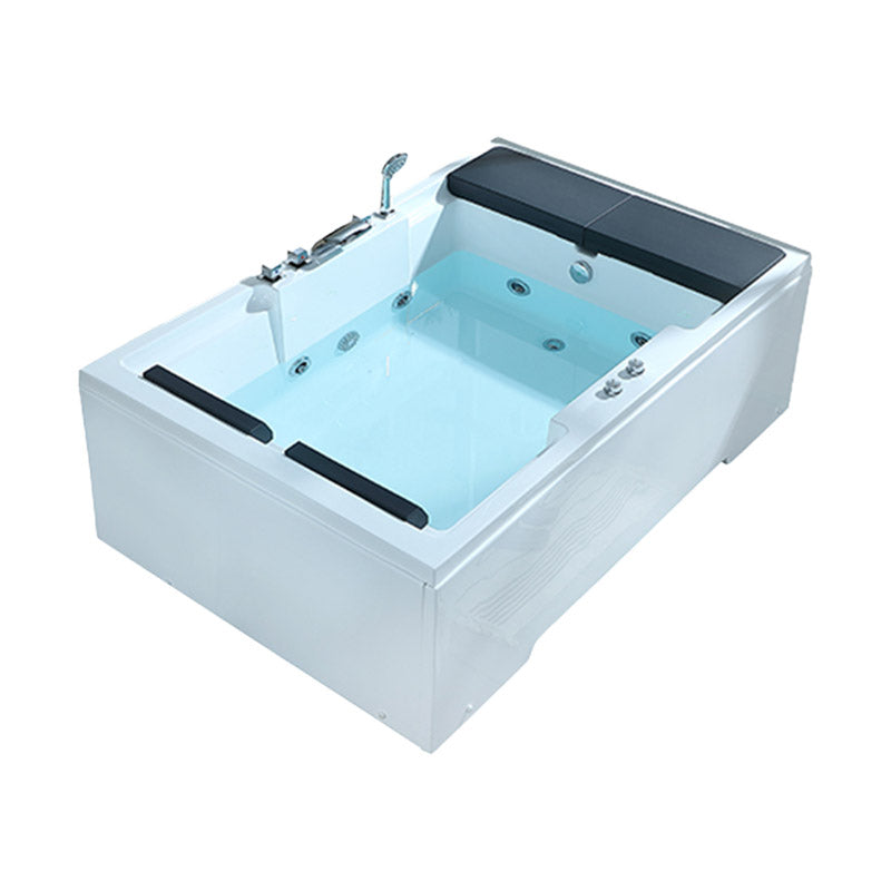 Modern Style Acrylic Rectangular Bath Tub White Tub with Internal Drain Massage Tub with Silver 5-Piece Set Clearhalo 'Bathroom Remodel & Bathroom Fixtures' 'Bathtubs' 'Home Improvement' 'home_improvement' 'home_improvement_bathtubs' 'Showers & Bathtubs' 6563300