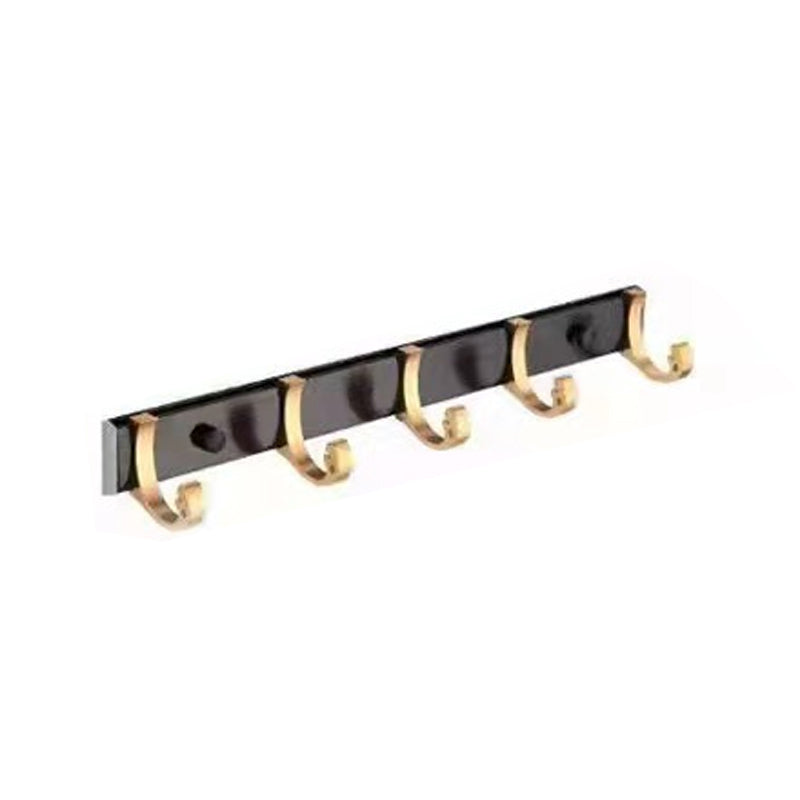 Modern Bathroom Hardware Set Bath Shelf Paper Holder Bathroom Accessory Kit Black/ Gold Row Hook (5 Rows) Clearhalo 'Bathroom Hardware Sets' 'Bathroom Hardware' 'Bathroom Remodel & Bathroom Fixtures' 'bathroom_hardware_sets' 'Home Improvement' 'home_improvement' 'home_improvement_bathroom_hardware_sets' 6568364