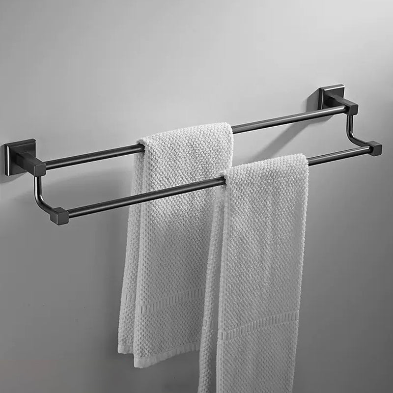 Traditional Brass Bathroom Accessory Set Grey Bath Accessory kit Towel Bar (Double Rods) Clearhalo 'Bathroom Hardware Sets' 'Bathroom Hardware' 'Bathroom Remodel & Bathroom Fixtures' 'bathroom_hardware_sets' 'Home Improvement' 'home_improvement' 'home_improvement_bathroom_hardware_sets' 6568386