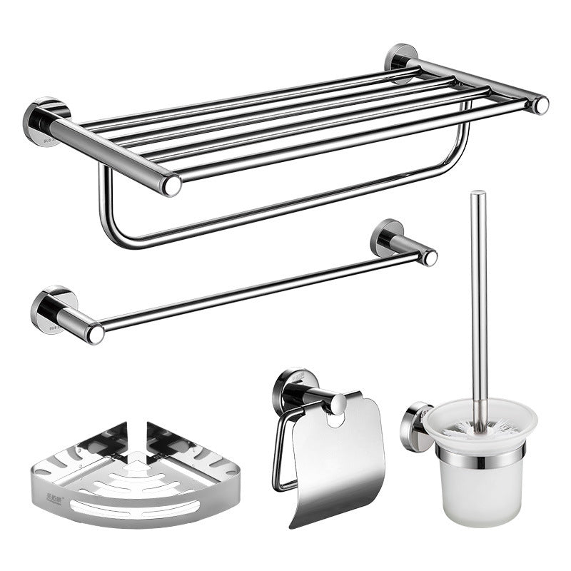 Modern Bathroom Hardware Bath Shelf Towel Bar Stainless Steel Bathroom Accessory Kit Clearhalo 'Bathroom Hardware Sets' 'Bathroom Hardware' 'Bathroom Remodel & Bathroom Fixtures' 'bathroom_hardware_sets' 'Home Improvement' 'home_improvement' 'home_improvement_bathroom_hardware_sets' 6568422