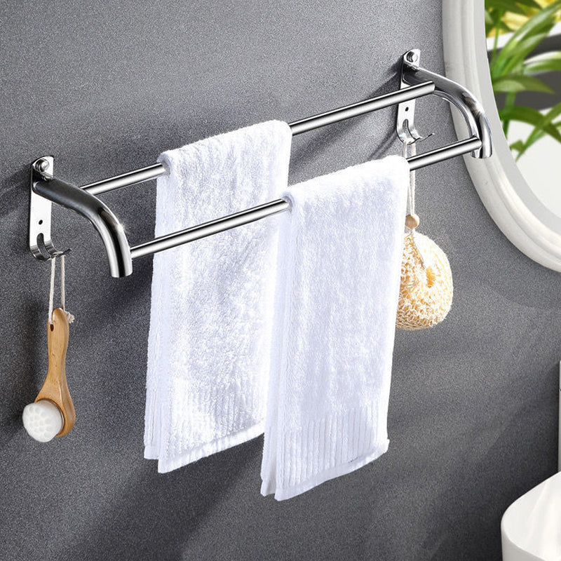 Modern Bath Hardware Set Paper Holder Bath Shelf Silver Bathroom Accessory Kit Clearhalo 'Bathroom Hardware Sets' 'Bathroom Hardware' 'Bathroom Remodel & Bathroom Fixtures' 'bathroom_hardware_sets' 'Home Improvement' 'home_improvement' 'home_improvement_bathroom_hardware_sets' 6568473