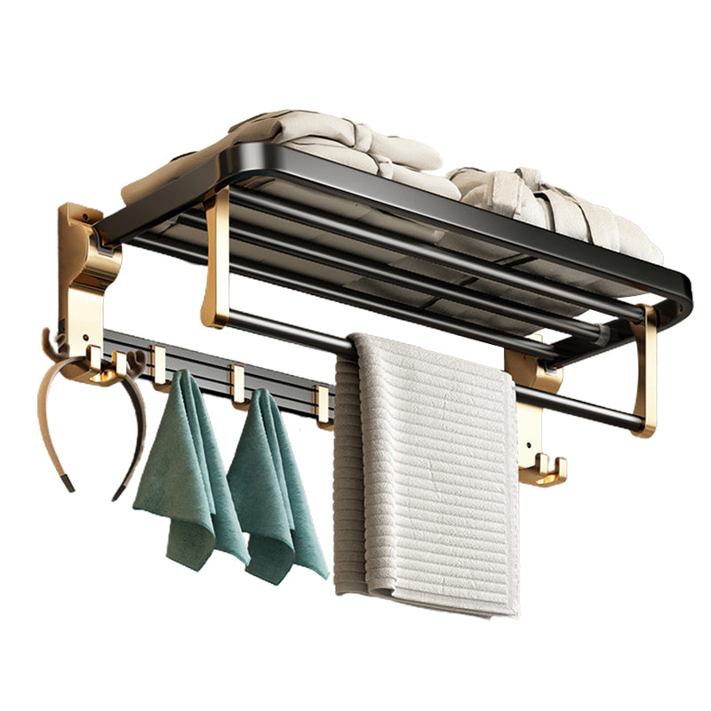 Modernism Bathroom Accessories Hardware Set Black & Golden Bath Shelf/Towel Bar Towel Rack Clearhalo 'Bathroom Hardware Sets' 'Bathroom Hardware' 'Bathroom Remodel & Bathroom Fixtures' 'bathroom_hardware_sets' 'Home Improvement' 'home_improvement' 'home_improvement_bathroom_hardware_sets' 6568492