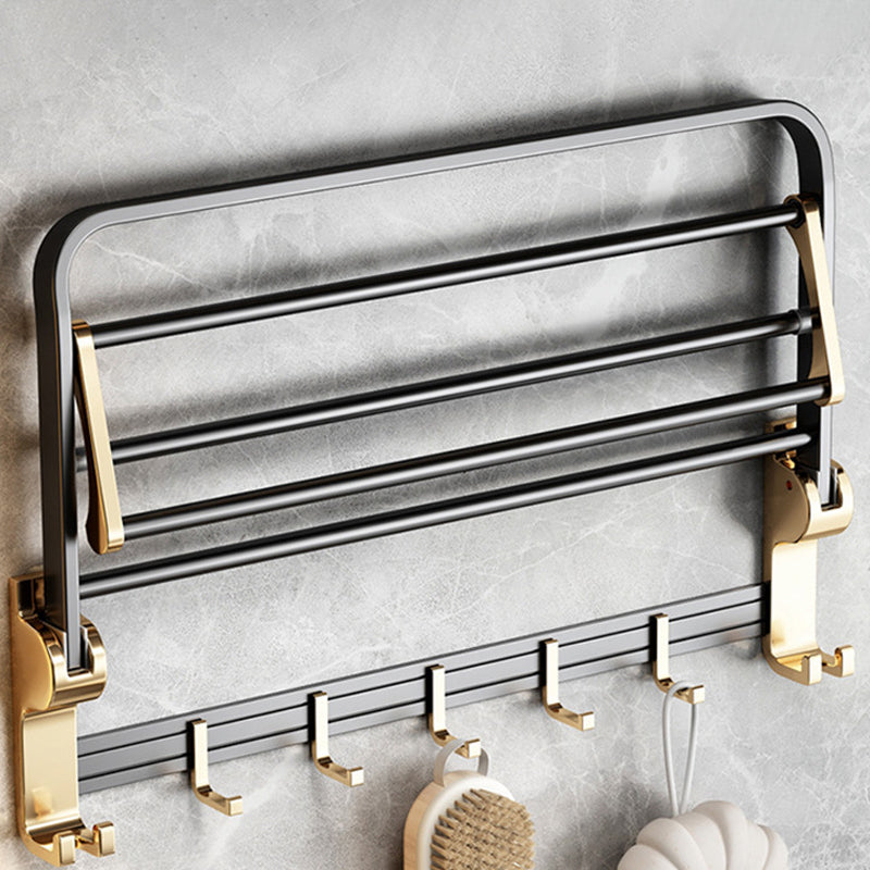 Modernism Bathroom Accessories Hardware Set Black & Golden Bath Shelf/Towel Bar Clearhalo 'Bathroom Hardware Sets' 'Bathroom Hardware' 'Bathroom Remodel & Bathroom Fixtures' 'bathroom_hardware_sets' 'Home Improvement' 'home_improvement' 'home_improvement_bathroom_hardware_sets' 6568493