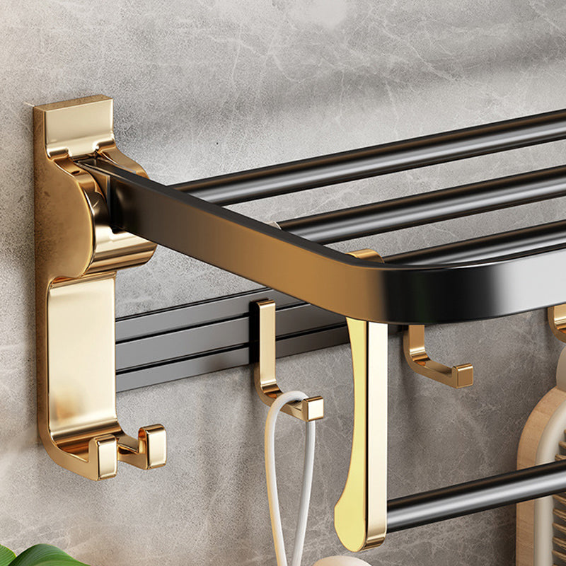 Modernism Bathroom Accessories Hardware Set Black & Golden Bath Shelf/Towel Bar Clearhalo 'Bathroom Hardware Sets' 'Bathroom Hardware' 'Bathroom Remodel & Bathroom Fixtures' 'bathroom_hardware_sets' 'Home Improvement' 'home_improvement' 'home_improvement_bathroom_hardware_sets' 6568496