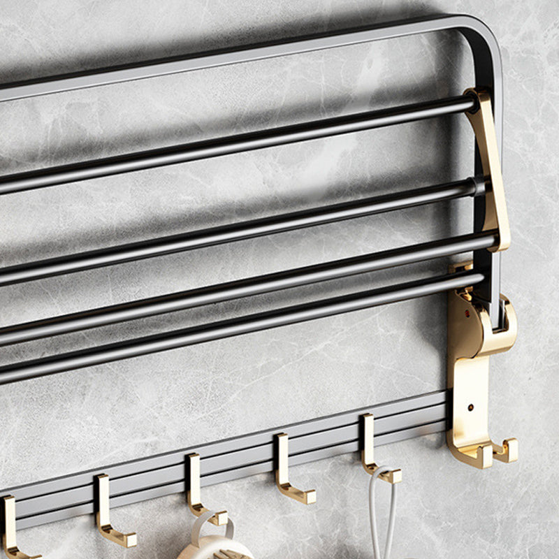 Modernism Bathroom Accessories Hardware Set Black & Golden Bath Shelf/Towel Bar Clearhalo 'Bathroom Hardware Sets' 'Bathroom Hardware' 'Bathroom Remodel & Bathroom Fixtures' 'bathroom_hardware_sets' 'Home Improvement' 'home_improvement' 'home_improvement_bathroom_hardware_sets' 6568502