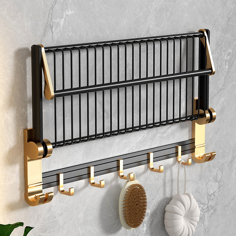 Modernism Bathroom Accessories Hardware Set Black & Golden Bath Shelf/Towel Bar Clearhalo 'Bathroom Hardware Sets' 'Bathroom Hardware' 'Bathroom Remodel & Bathroom Fixtures' 'bathroom_hardware_sets' 'Home Improvement' 'home_improvement' 'home_improvement_bathroom_hardware_sets' 6568506