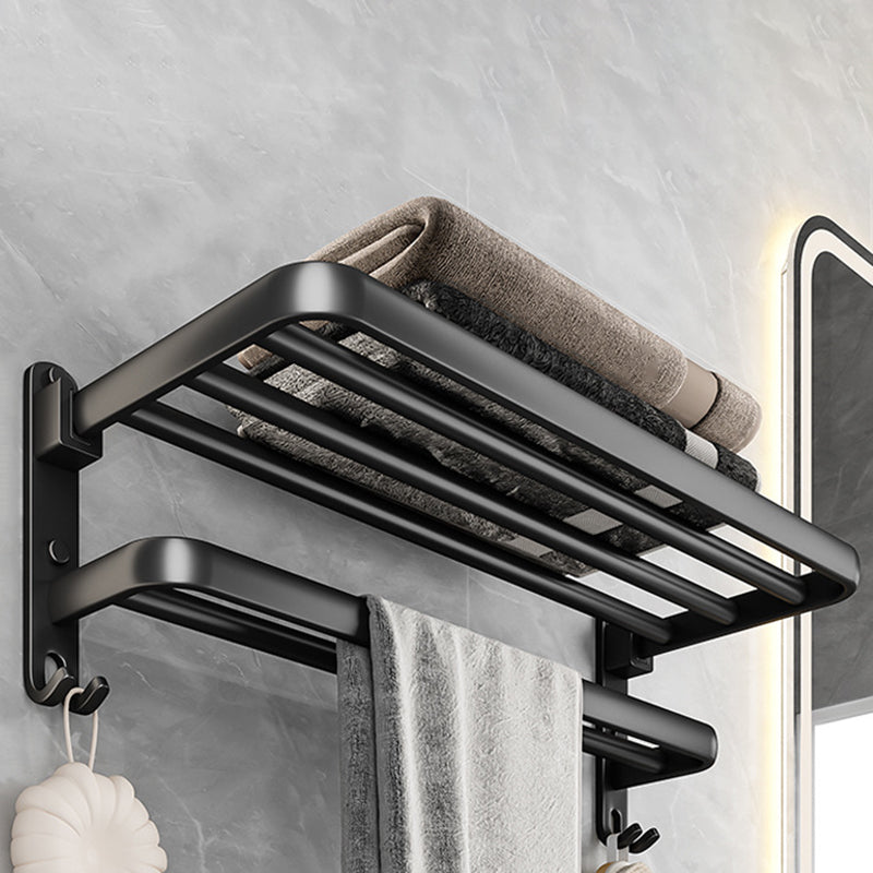 Black Aluminum Bathroom Accessory Set Modern Bath Shelf/ Towel Bar & Paper Holder Towel Rack (20"L) Clearhalo 'Bathroom Hardware Sets' 'Bathroom Hardware' 'Bathroom Remodel & Bathroom Fixtures' 'bathroom_hardware_sets' 'Home Improvement' 'home_improvement' 'home_improvement_bathroom_hardware_sets' 6568533