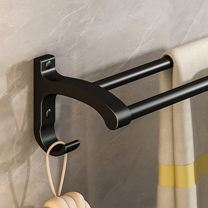 Black Aluminum Bathroom Accessory Set Modern Bath Shelf/ Towel Bar & Paper Holder Clearhalo 'Bathroom Hardware Sets' 'Bathroom Hardware' 'Bathroom Remodel & Bathroom Fixtures' 'bathroom_hardware_sets' 'Home Improvement' 'home_improvement' 'home_improvement_bathroom_hardware_sets' 6568544