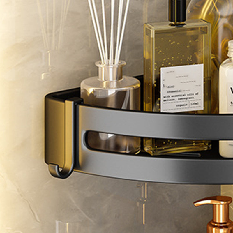 Black Aluminum Bathroom Accessory Set Modern Bath Shelf/ Towel Bar & Paper Holder Clearhalo 'Bathroom Hardware Sets' 'Bathroom Hardware' 'Bathroom Remodel & Bathroom Fixtures' 'bathroom_hardware_sets' 'Home Improvement' 'home_improvement' 'home_improvement_bathroom_hardware_sets' 6568545