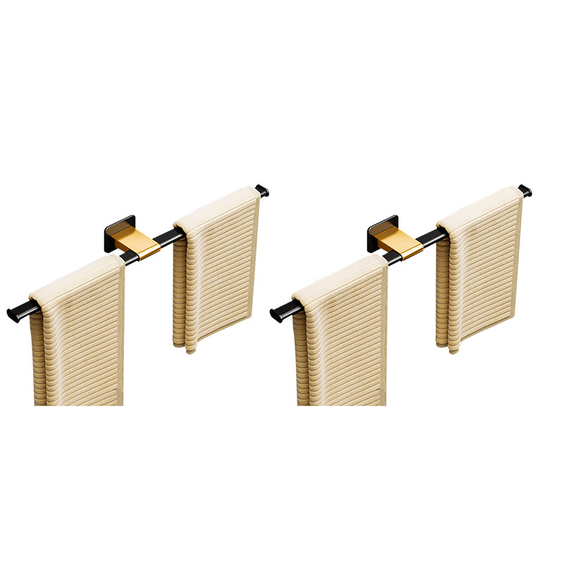 Contemporary Aluminum Bath Hardware Set Towel Bar Bathroom Hardware Black/ Gold 2 Piece Set Clearhalo 'Bathroom Hardware Sets' 'Bathroom Hardware' 'Bathroom Remodel & Bathroom Fixtures' 'bathroom_hardware_sets' 'Home Improvement' 'home_improvement' 'home_improvement_bathroom_hardware_sets' 6568615