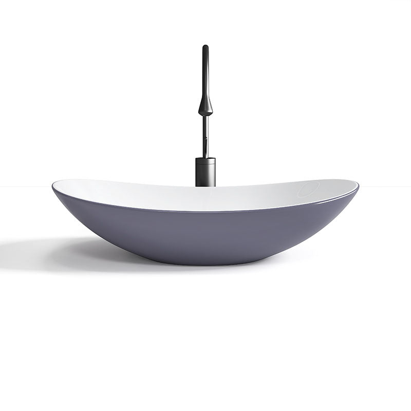 Modern Basin Sink Oval Porcelain with Pop-Up Drain Vessel Bathroom Sink Clearhalo 'Bathroom Remodel & Bathroom Fixtures' 'Bathroom Sinks & Faucet Components' 'Bathroom Sinks' 'bathroom_sink' 'Home Improvement' 'home_improvement' 'home_improvement_bathroom_sink' 6577049