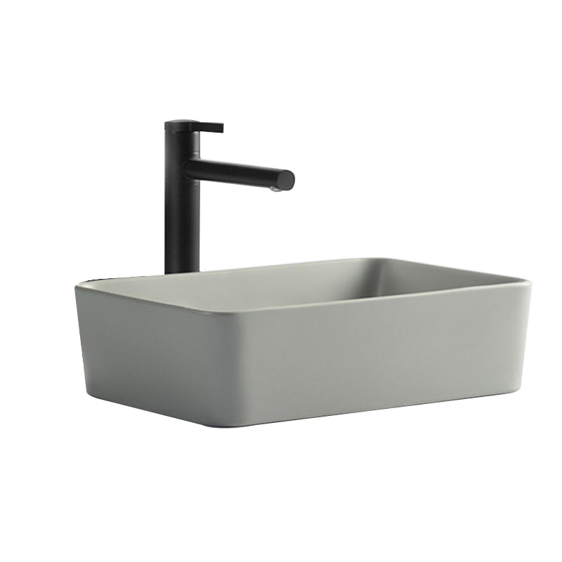 Contemporary Bathroom Sink Rectangular Porcelain Vessel Lavatory Sink with Pop-Up Drain Clearhalo 'Bathroom Remodel & Bathroom Fixtures' 'Bathroom Sinks & Faucet Components' 'Bathroom Sinks' 'bathroom_sink' 'Home Improvement' 'home_improvement' 'home_improvement_bathroom_sink' 6577258