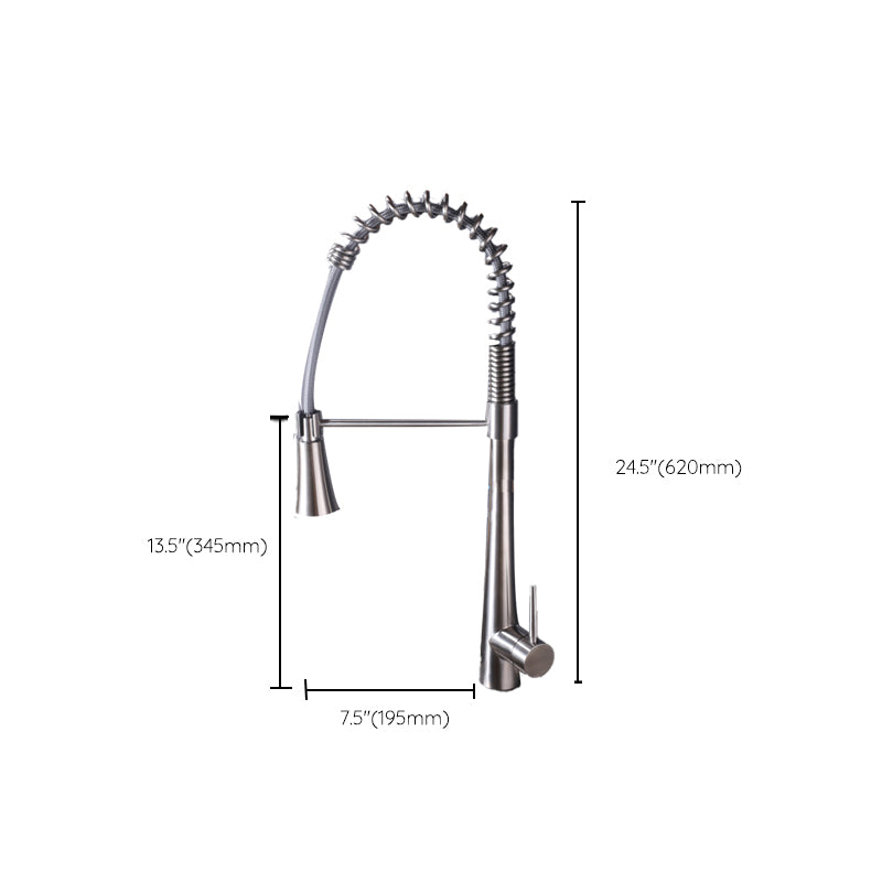 Contemporary Kitchen Faucet Pull down Sprayer Standard Bar Faucet in Silver Clearhalo 'Home Improvement' 'home_improvement' 'home_improvement_kitchen_faucets' 'Kitchen Faucets' 'Kitchen Remodel & Kitchen Fixtures' 'Kitchen Sinks & Faucet Components' 'kitchen_faucets' 6577556