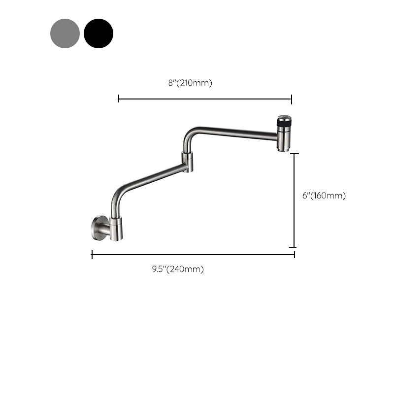 Contemporary Pot Filler 1-Handle No Sensor Pot Filler in Silver Clearhalo 'Home Improvement' 'home_improvement' 'home_improvement_kitchen_faucets' 'Kitchen Faucets' 'Kitchen Remodel & Kitchen Fixtures' 'Kitchen Sinks & Faucet Components' 'kitchen_faucets' 6577567