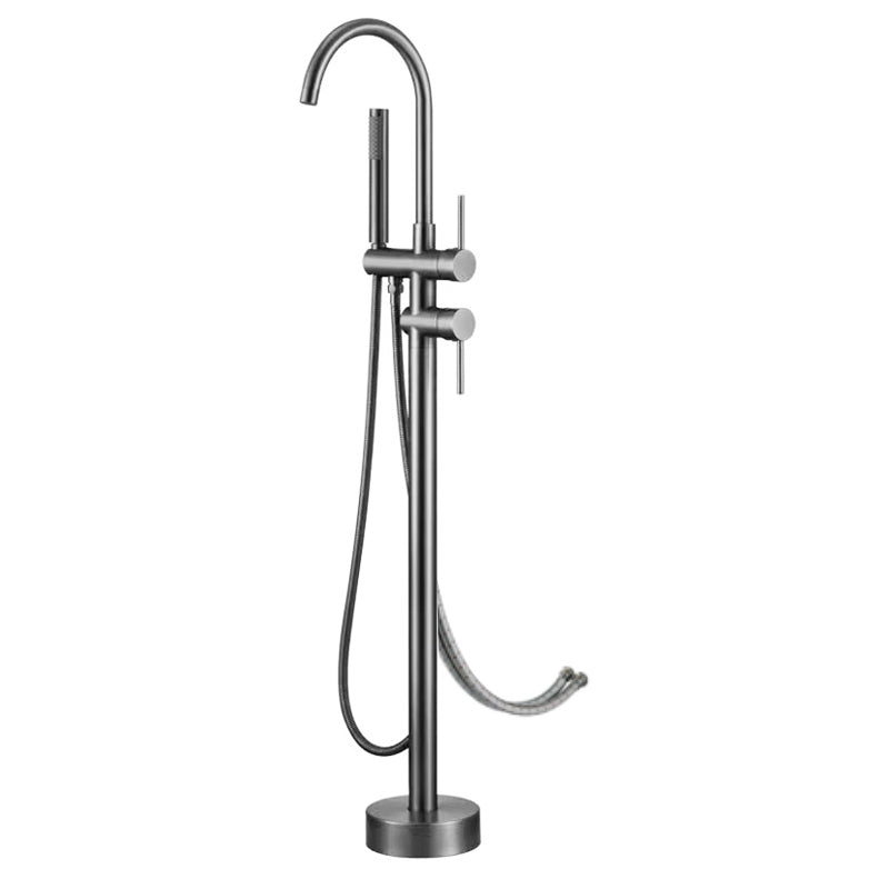 Modern Style Freestanding Bathtub Faucet Brass Floor Mounted Freestanding Faucet Gun Grey Wall Fixed Clearhalo 'Bathroom Remodel & Bathroom Fixtures' 'Bathtub Faucets' 'bathtub_faucets' 'Home Improvement' 'home_improvement' 'home_improvement_bathtub_faucets' 6577662