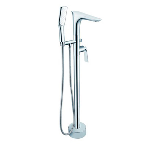 Floor Mounted Copper Bathtub Faucet Single Handle Freestanding Tub Filler Trim Chrome Arc Clearhalo 'Bathroom Remodel & Bathroom Fixtures' 'Bathtub Faucets' 'bathtub_faucets' 'Home Improvement' 'home_improvement' 'home_improvement_bathtub_faucets' 6577723