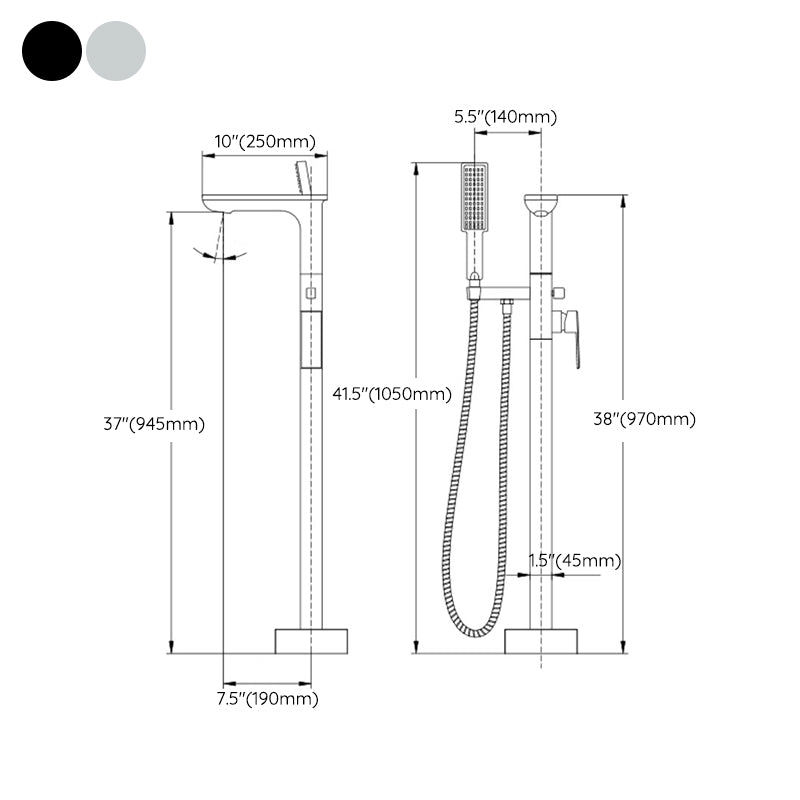 Floor Mounted Copper Bathtub Faucet Single Handle Freestanding Tub Filler Trim Clearhalo 'Bathroom Remodel & Bathroom Fixtures' 'Bathtub Faucets' 'bathtub_faucets' 'Home Improvement' 'home_improvement' 'home_improvement_bathtub_faucets' 6577736