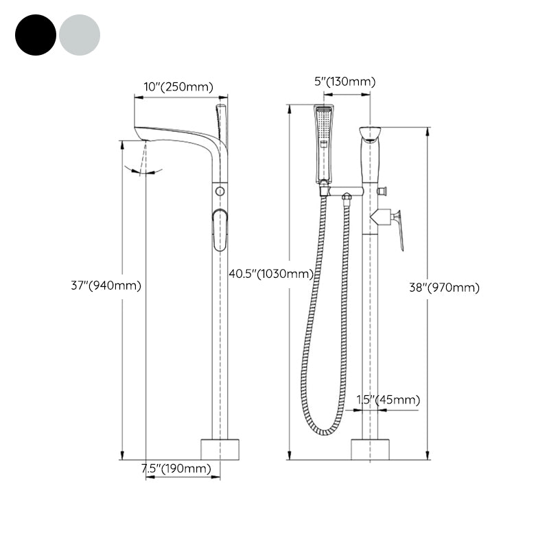 Floor Mounted Copper Bathtub Faucet Single Handle Freestanding Tub Filler Trim Clearhalo 'Bathroom Remodel & Bathroom Fixtures' 'Bathtub Faucets' 'bathtub_faucets' 'Home Improvement' 'home_improvement' 'home_improvement_bathtub_faucets' 6577738