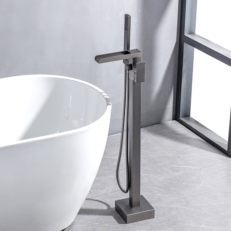 Floor Mounted Metal Freestanding Tub Filler Waterfall Freestanding Bathtub Faucet Clearhalo 'Bathroom Remodel & Bathroom Fixtures' 'Bathtub Faucets' 'bathtub_faucets' 'Home Improvement' 'home_improvement' 'home_improvement_bathtub_faucets' 6577762