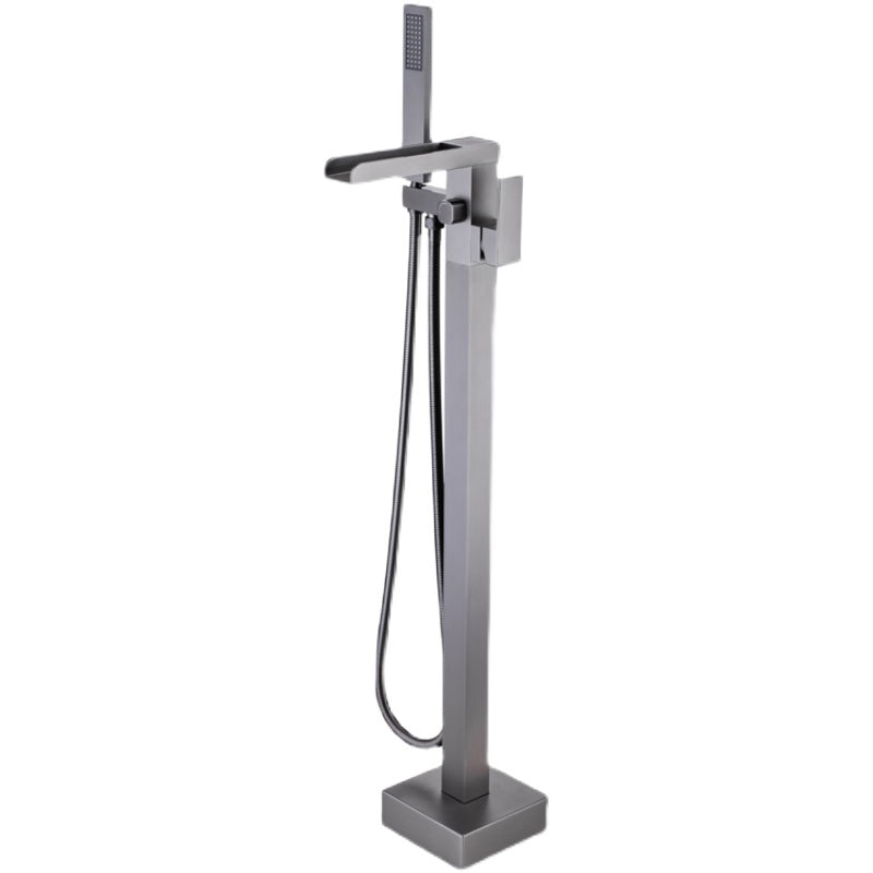 Floor Mounted Metal Freestanding Tub Filler Waterfall Freestanding Bathtub Faucet Clearhalo 'Bathroom Remodel & Bathroom Fixtures' 'Bathtub Faucets' 'bathtub_faucets' 'Home Improvement' 'home_improvement' 'home_improvement_bathtub_faucets' 6577767