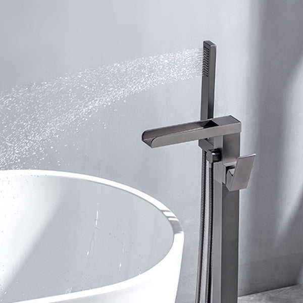 Floor Mounted Metal Freestanding Tub Filler Waterfall Freestanding Bathtub Faucet Clearhalo 'Bathroom Remodel & Bathroom Fixtures' 'Bathtub Faucets' 'bathtub_faucets' 'Home Improvement' 'home_improvement' 'home_improvement_bathtub_faucets' 6577773