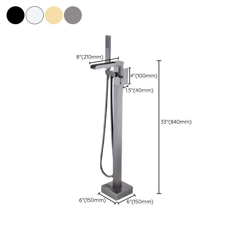 Floor Mounted Metal Freestanding Tub Filler Waterfall Freestanding Bathtub Faucet Clearhalo 'Bathroom Remodel & Bathroom Fixtures' 'Bathtub Faucets' 'bathtub_faucets' 'Home Improvement' 'home_improvement' 'home_improvement_bathtub_faucets' 6577781