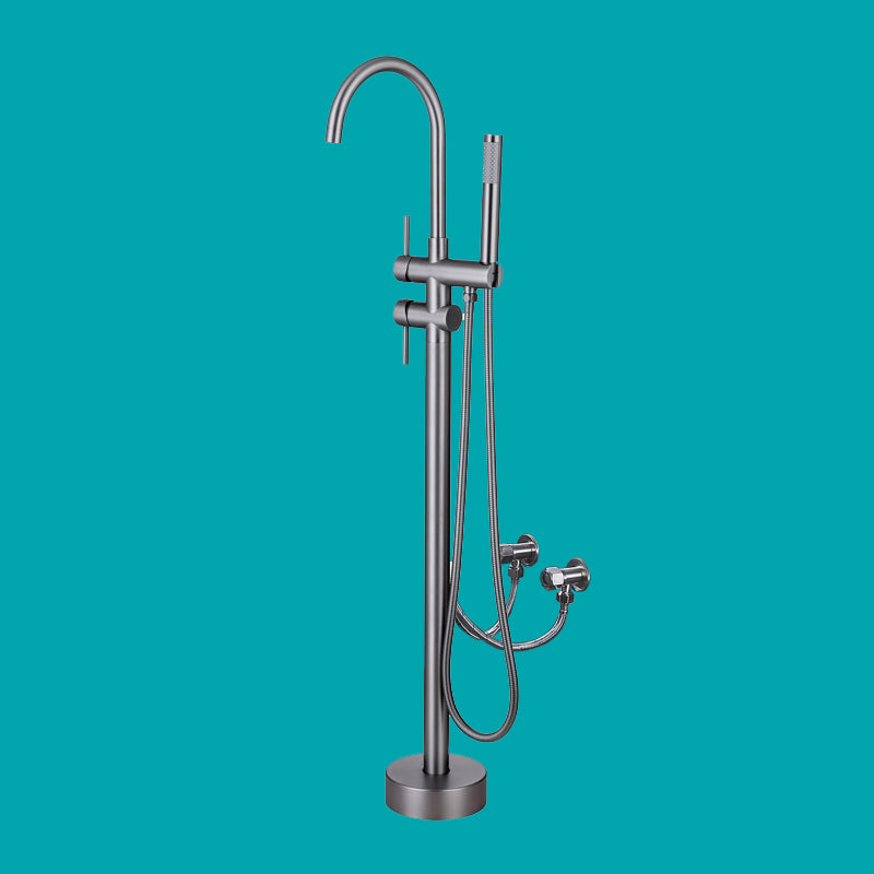 Floor Mounted Copper Freestanding Tub Filler Freestanding Rotatable Tub Filler Trim Gun Grey Wall Clearhalo 'Bathroom Remodel & Bathroom Fixtures' 'Bathtub Faucets' 'bathtub_faucets' 'Home Improvement' 'home_improvement' 'home_improvement_bathtub_faucets' 6577794