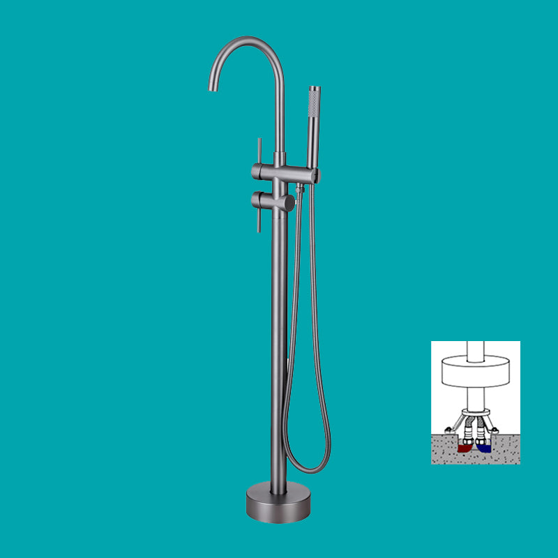 Floor Mounted Copper Freestanding Tub Filler Freestanding Rotatable Tub Filler Trim Gun Grey Ground Clearhalo 'Bathroom Remodel & Bathroom Fixtures' 'Bathtub Faucets' 'bathtub_faucets' 'Home Improvement' 'home_improvement' 'home_improvement_bathtub_faucets' 6577796