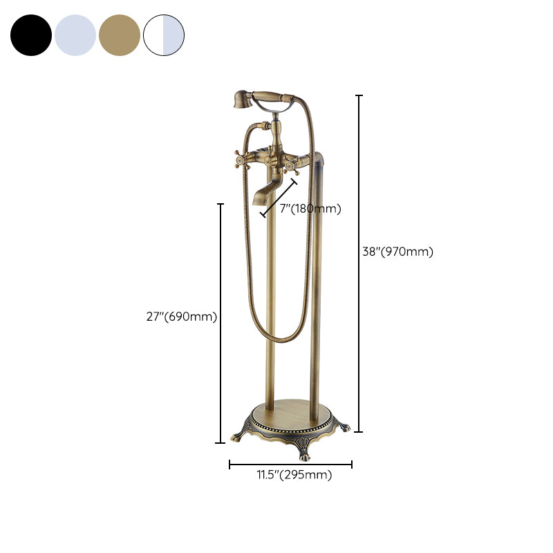 Traditional Floor Mounted Copper Freestanding Tub Filler Spray Gun Tub Filler Trim Clearhalo 'Bathroom Remodel & Bathroom Fixtures' 'Bathtub Faucets' 'bathtub_faucets' 'Home Improvement' 'home_improvement' 'home_improvement_bathtub_faucets' 6577913