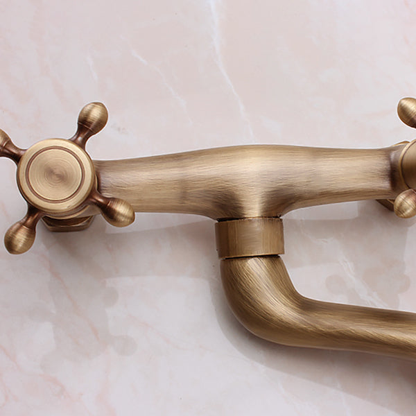 Traditional Wall Mounted Metal Tub Filler Double Handles Waterfall Tub Faucet Trim Clearhalo 'Bathroom Remodel & Bathroom Fixtures' 'Bathtub Faucets' 'bathtub_faucets' 'Home Improvement' 'home_improvement' 'home_improvement_bathtub_faucets' 6577942