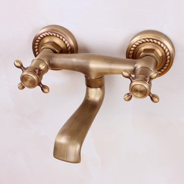 Traditional Wall Mounted Metal Tub Filler Double Handles Waterfall Tub Faucet Trim Clearhalo 'Bathroom Remodel & Bathroom Fixtures' 'Bathtub Faucets' 'bathtub_faucets' 'Home Improvement' 'home_improvement' 'home_improvement_bathtub_faucets' 6577948