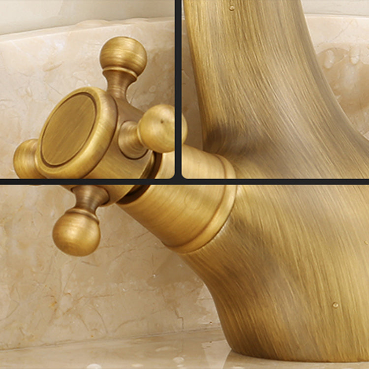 Glam Vessel Faucet 1 Hole Bathroom Faucet with 2 Cross Handles Clearhalo 'bathroom_sink_faucets' 'Conjuntos de Torneiras de Lavatório e Banheiro' 'home_improvement' 'home_improvement_bathroom_sink_faucets' 'Mobiliário Doméstico' 'Página inicial' 'Renovação e equipamento de casa de banho' 'Torneira para lavatório de banheiro' 6577953