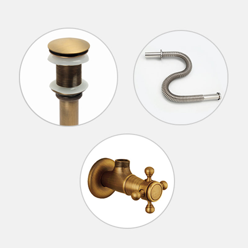 Glam Vessel Faucet 1 Hole Bathroom Faucet with 2 Cross Handles Clearhalo 'bathroom_sink_faucets' 'Conjuntos de Torneiras de Lavatório e Banheiro' 'home_improvement' 'home_improvement_bathroom_sink_faucets' 'Mobiliário Doméstico' 'Página inicial' 'Renovação e equipamento de casa de banho' 'Torneira para lavatório de banheiro' 6577959