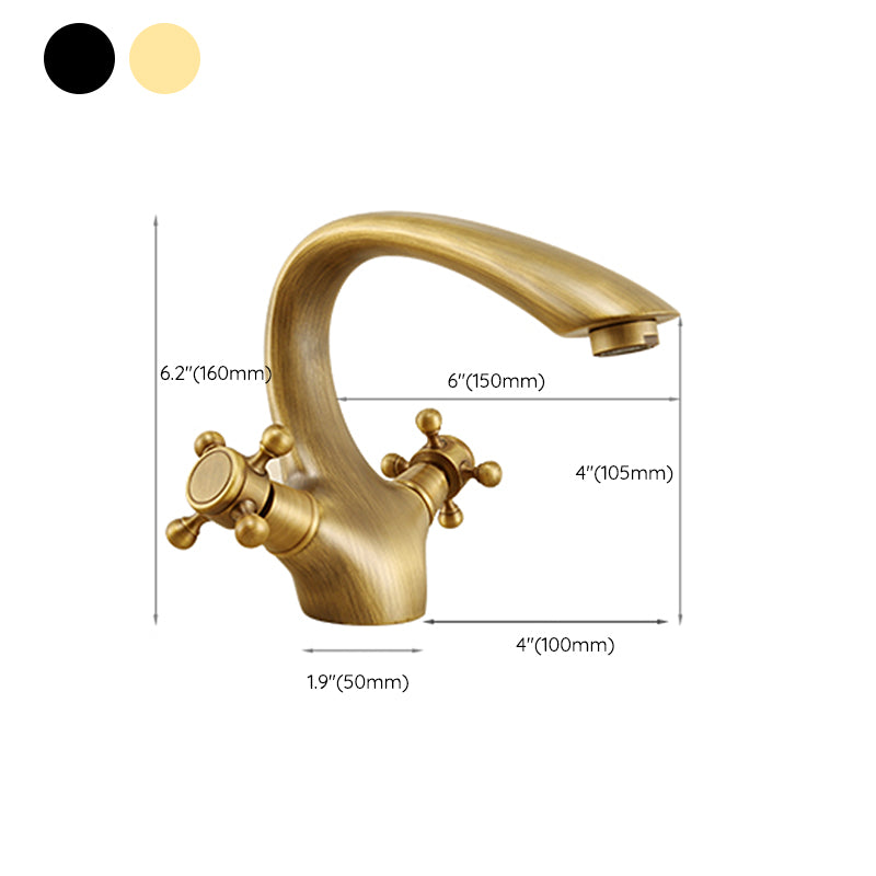 Glam Vessel Faucet 1 Hole Bathroom Faucet with 2 Cross Handles Clearhalo 'bathroom_sink_faucets' 'Conjuntos de Torneiras de Lavatório e Banheiro' 'home_improvement' 'home_improvement_bathroom_sink_faucets' 'Mobiliário Doméstico' 'Página inicial' 'Renovação e equipamento de casa de banho' 'Torneira para lavatório de banheiro' 6577962