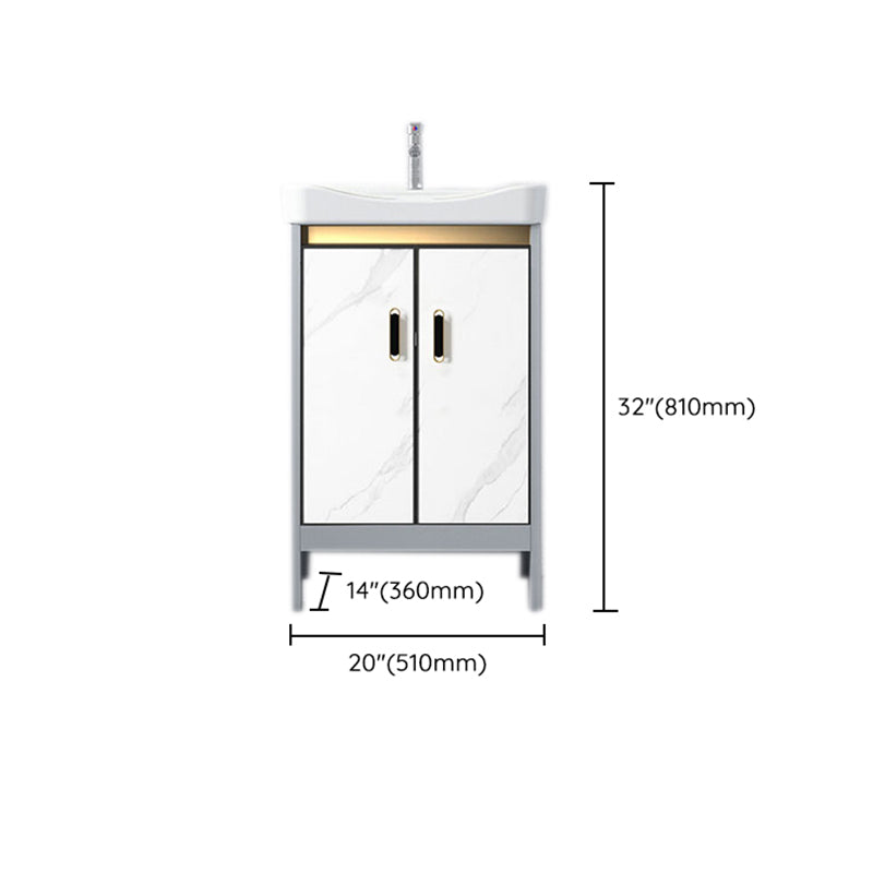 White Vanity Set Single Sink Freestanding Metal Mirror Bathroom Vanity with Faucet Clearhalo 'Bathroom Remodel & Bathroom Fixtures' 'Bathroom Vanities' 'bathroom_vanities' 'Home Improvement' 'home_improvement' 'home_improvement_bathroom_vanities' 6578082