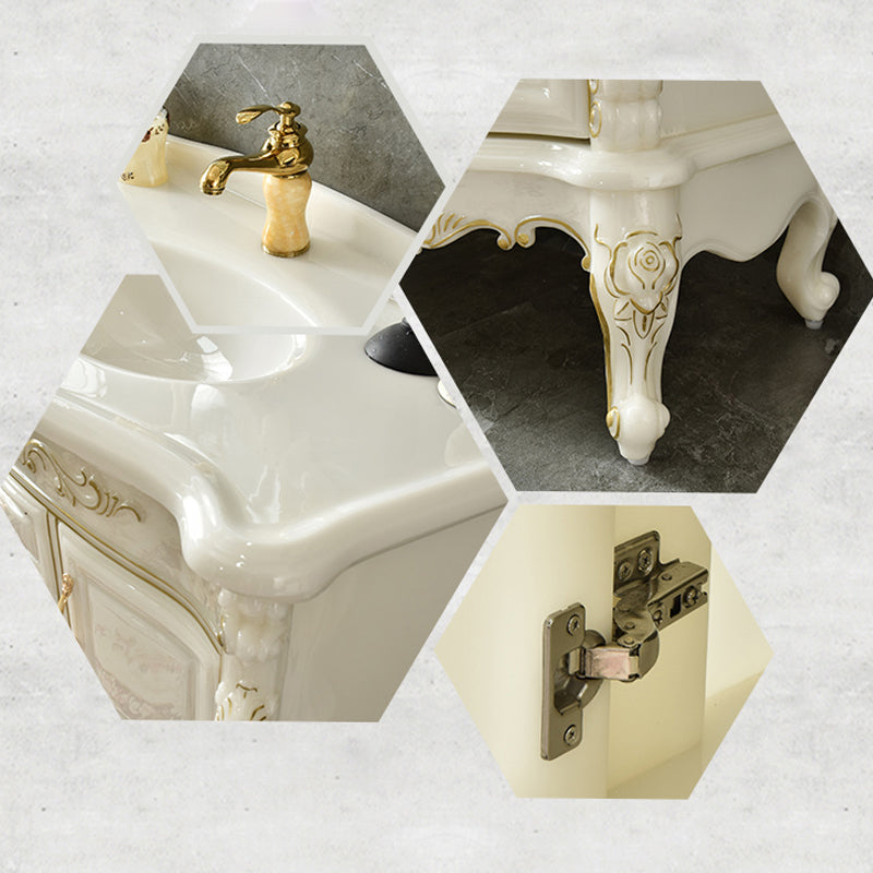 Luxury Bathroom Vanity Set Single Sink Drawers 2 Doors Bathroom Vanity with Mirror Clearhalo 'Bathroom Remodel & Bathroom Fixtures' 'Bathroom Vanities' 'bathroom_vanities' 'Home Improvement' 'home_improvement' 'home_improvement_bathroom_vanities' 6578161