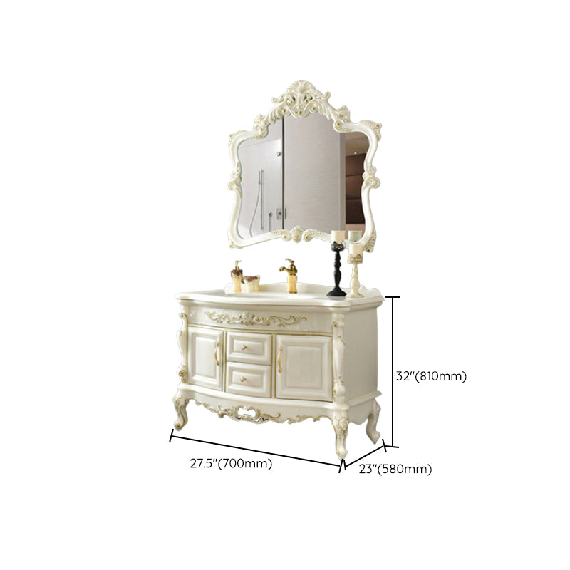 Luxury Bathroom Vanity Set Single Sink Drawers 2 Doors Bathroom Vanity with Mirror Clearhalo 'Bathroom Remodel & Bathroom Fixtures' 'Bathroom Vanities' 'bathroom_vanities' 'Home Improvement' 'home_improvement' 'home_improvement_bathroom_vanities' 6578164