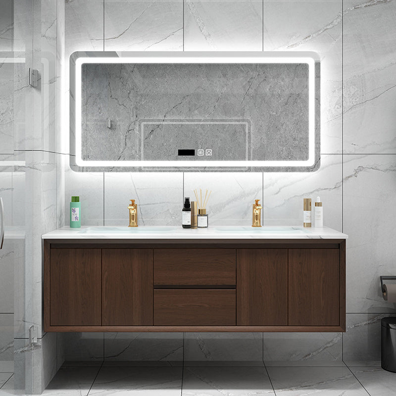 Bathroom Vanity Set Ceramic Sink Drawers Storage Shelf Sink Vanity with Faucet Vanity & Faucet & Mirrors Clearhalo 'Bathroom Remodel & Bathroom Fixtures' 'Bathroom Vanities' 'bathroom_vanities' 'Home Improvement' 'home_improvement' 'home_improvement_bathroom_vanities' 6578182