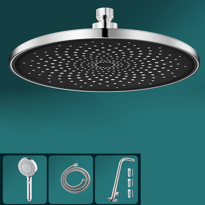 Contemporary Shower Head Combo Rain Fall Chrome Wall-Mount Shower Head Silver Top Spray & Shower & Hose & Horizontal Rail Clearhalo 'Bathroom Remodel & Bathroom Fixtures' 'Home Improvement' 'home_improvement' 'home_improvement_shower_heads' 'Shower Heads' 'shower_heads' 'Showers & Bathtubs Plumbing' 'Showers & Bathtubs' 6578401