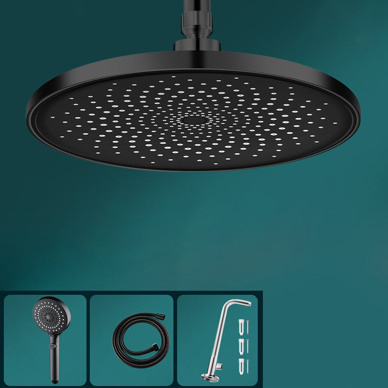 Contemporary Shower Head Combo Rain Fall Chrome Wall-Mount Shower Head Black Top Spray & Shower & Hose & Horizontal Rail Clearhalo 'Bathroom Remodel & Bathroom Fixtures' 'Home Improvement' 'home_improvement' 'home_improvement_shower_heads' 'Shower Heads' 'shower_heads' 'Showers & Bathtubs Plumbing' 'Showers & Bathtubs' 6578403