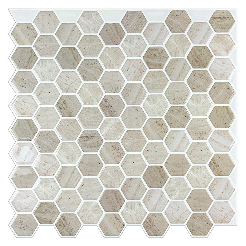 Hexagonal Peel & Stick Tile Stain Resistant Plastic Peel & Stick Tile for Shower Brown Clearhalo 'Flooring 'Home Improvement' 'home_improvement' 'home_improvement_peel_stick_blacksplash' 'Peel & Stick Backsplash Tile' 'peel_stick_blacksplash' 'Walls & Ceilings' Walls and Ceiling' 6578543