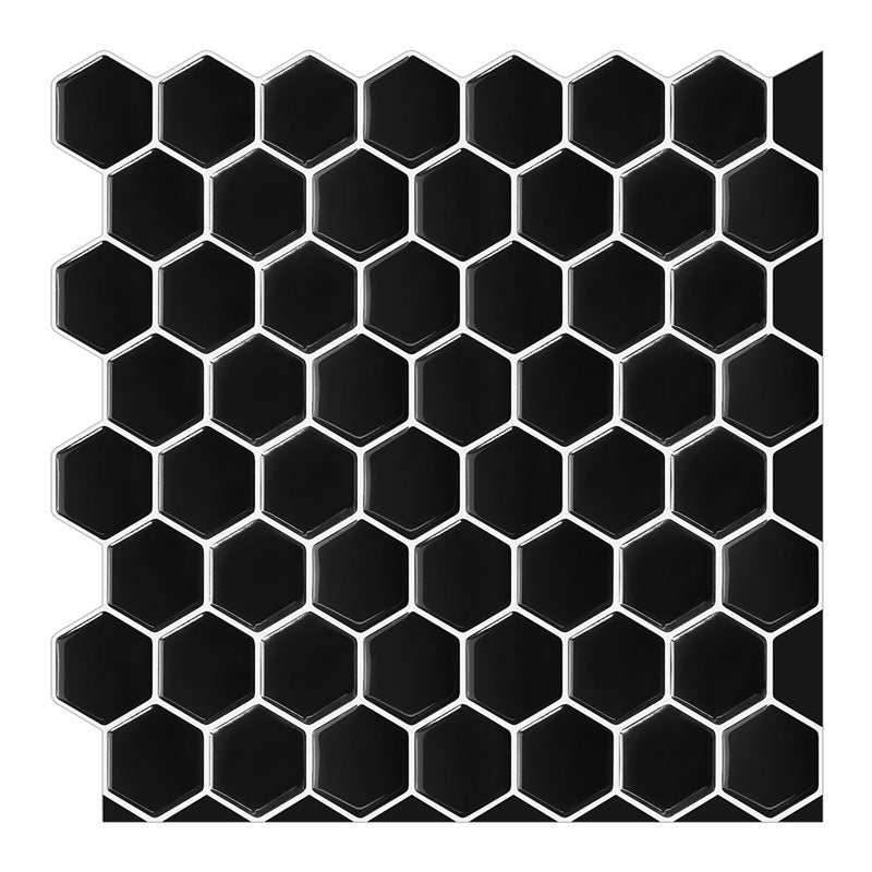 Hexagonal Peel & Stick Tile Stain Resistant Plastic Peel & Stick Tile for Shower Black Clearhalo 'Flooring 'Home Improvement' 'home_improvement' 'home_improvement_peel_stick_blacksplash' 'Peel & Stick Backsplash Tile' 'peel_stick_blacksplash' 'Walls & Ceilings' Walls and Ceiling' 6578546