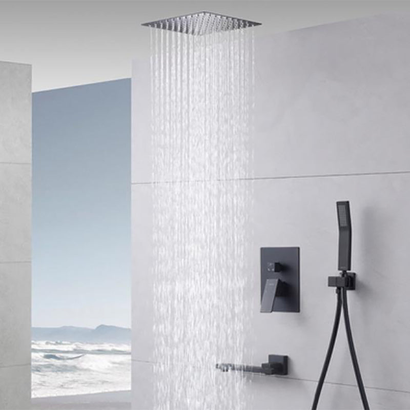 Shower Trim Square Massage Jet Rain Wall Mounted Shower System Black Flush Mount 3 Clearhalo 'Bathroom Remodel & Bathroom Fixtures' 'Home Improvement' 'home_improvement' 'home_improvement_shower_faucets' 'Shower Faucets & Systems' 'shower_faucets' 'Showers & Bathtubs Plumbing' 'Showers & Bathtubs' 6581787