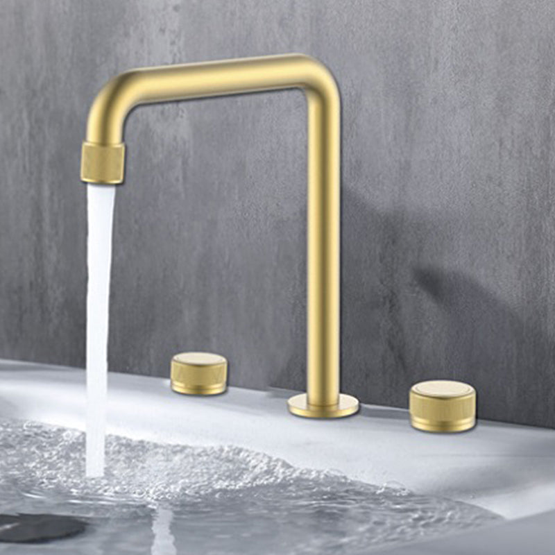 Light Widespread Bathroom Faucet Luxury Knob Handle Circular Faucet Gold 2 Handles Clearhalo 'Bathroom Remodel & Bathroom Fixtures' 'Bathroom Sink Faucets' 'Bathroom Sinks & Faucet Components' 'bathroom_sink_faucets' 'Home Improvement' 'home_improvement' 'home_improvement_bathroom_sink_faucets' 6585113