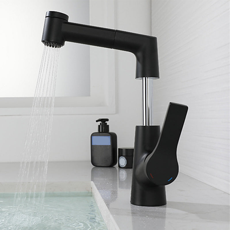 Modern Pull-out Faucet Single Lever Handle Faucet for Bathroom Clearhalo 'Bathroom Remodel & Bathroom Fixtures' 'Bathroom Sink Faucets' 'Bathroom Sinks & Faucet Components' 'bathroom_sink_faucets' 'Home Improvement' 'home_improvement' 'home_improvement_bathroom_sink_faucets' 6585143