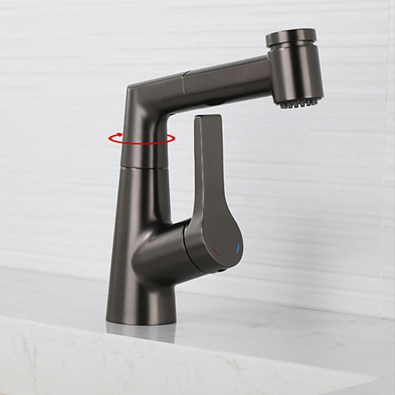 Modern Pull-out Faucet Single Lever Handle Faucet for Bathroom Clearhalo 'Bathroom Remodel & Bathroom Fixtures' 'Bathroom Sink Faucets' 'Bathroom Sinks & Faucet Components' 'bathroom_sink_faucets' 'Home Improvement' 'home_improvement' 'home_improvement_bathroom_sink_faucets' 6585145