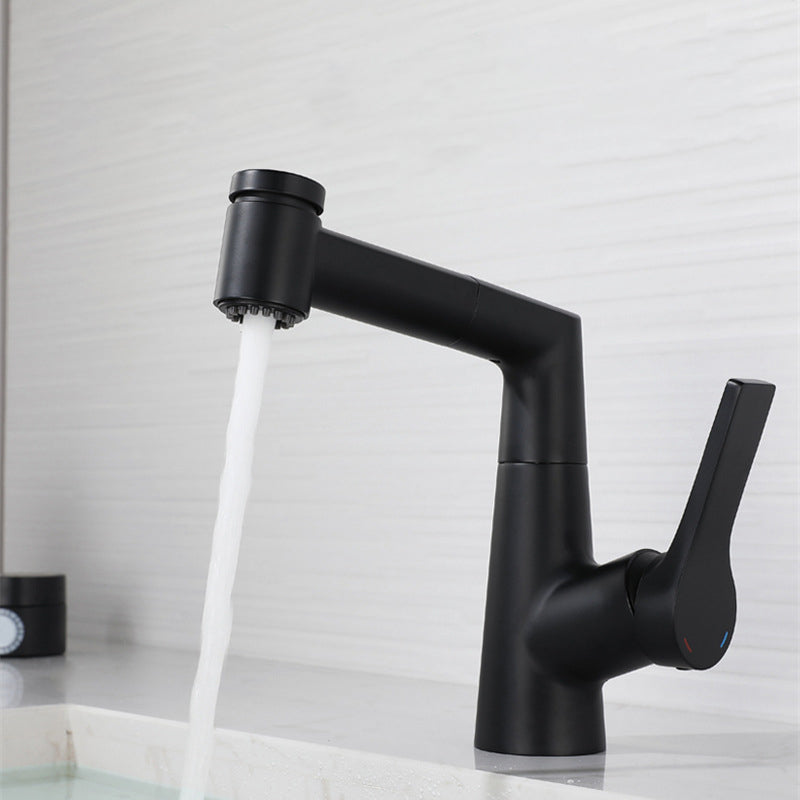 Modern Pull-out Faucet Single Lever Handle Faucet for Bathroom Black Clearhalo 'Bathroom Remodel & Bathroom Fixtures' 'Bathroom Sink Faucets' 'Bathroom Sinks & Faucet Components' 'bathroom_sink_faucets' 'Home Improvement' 'home_improvement' 'home_improvement_bathroom_sink_faucets' 6585146